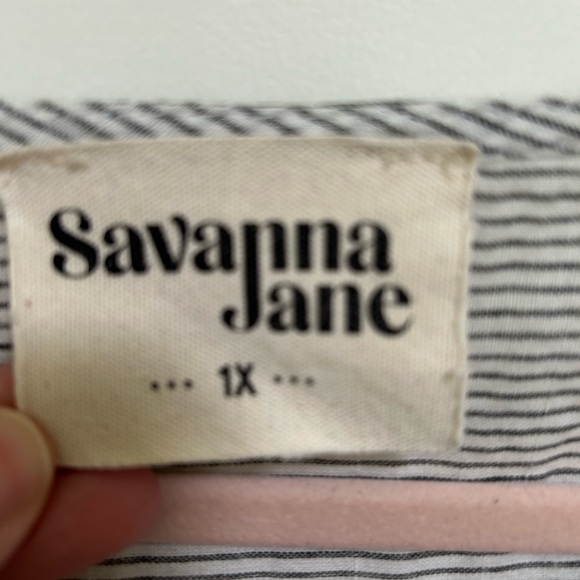 Savanna Jane Floral Embroidered Striped Blouse - Picture 2 of 3